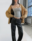 Yellow Leather Bomber