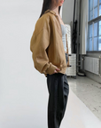 Yellow Leather Bomber