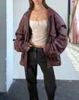 Danier Burgundy Leather Bomber