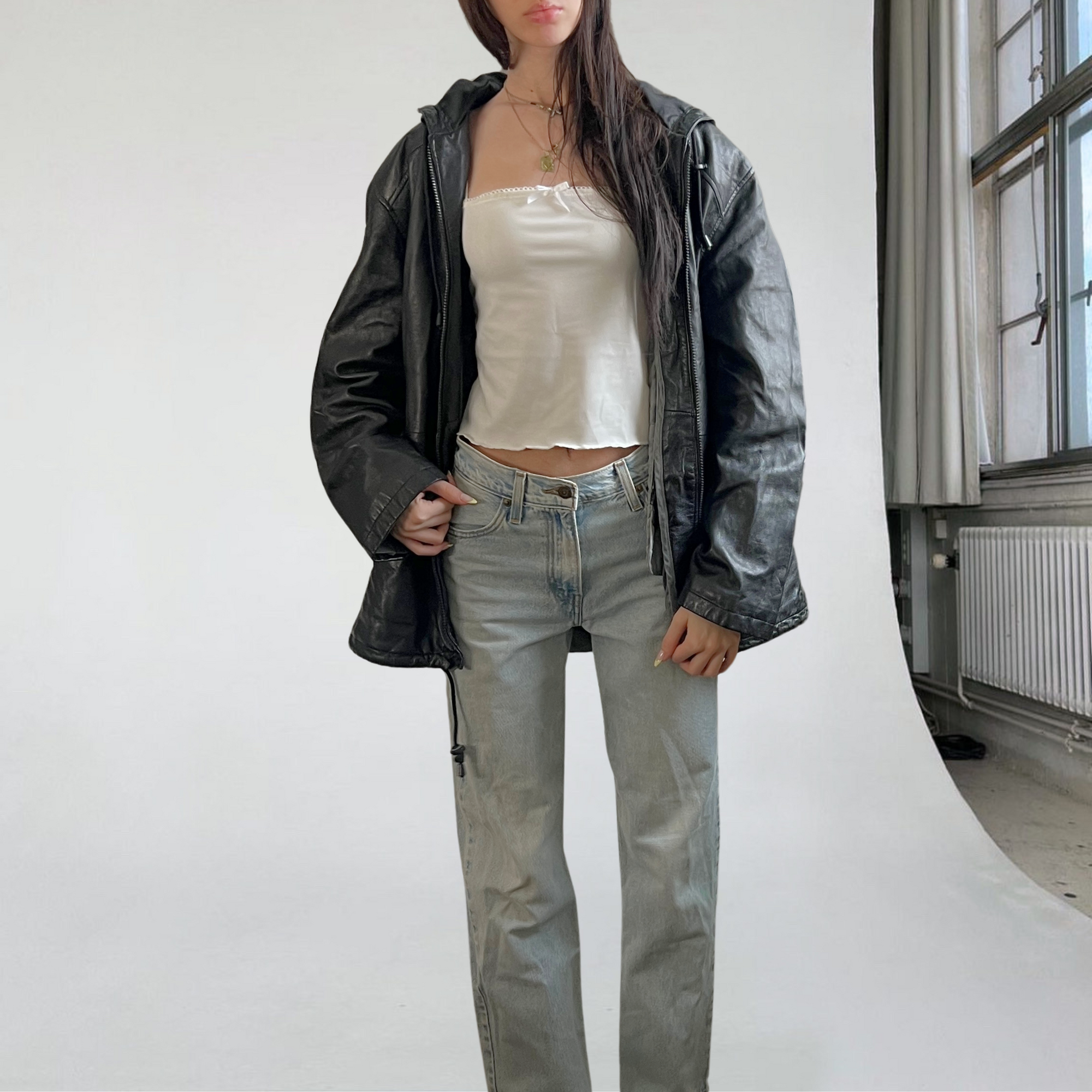 Hooded Leather Jacket
