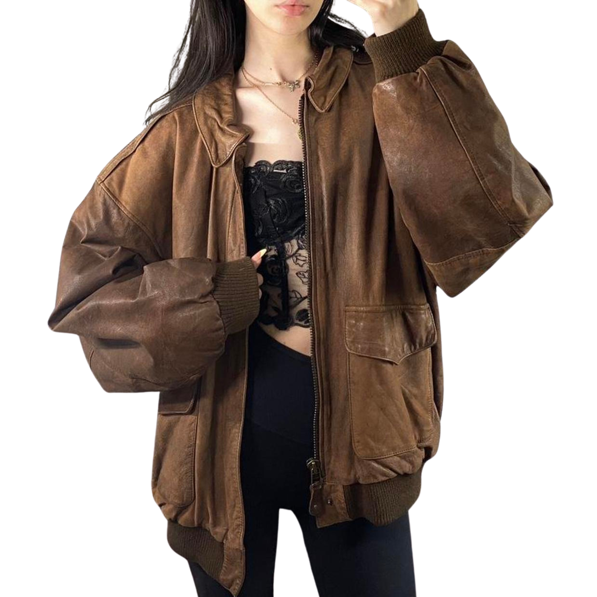 Oak Leather Bomber