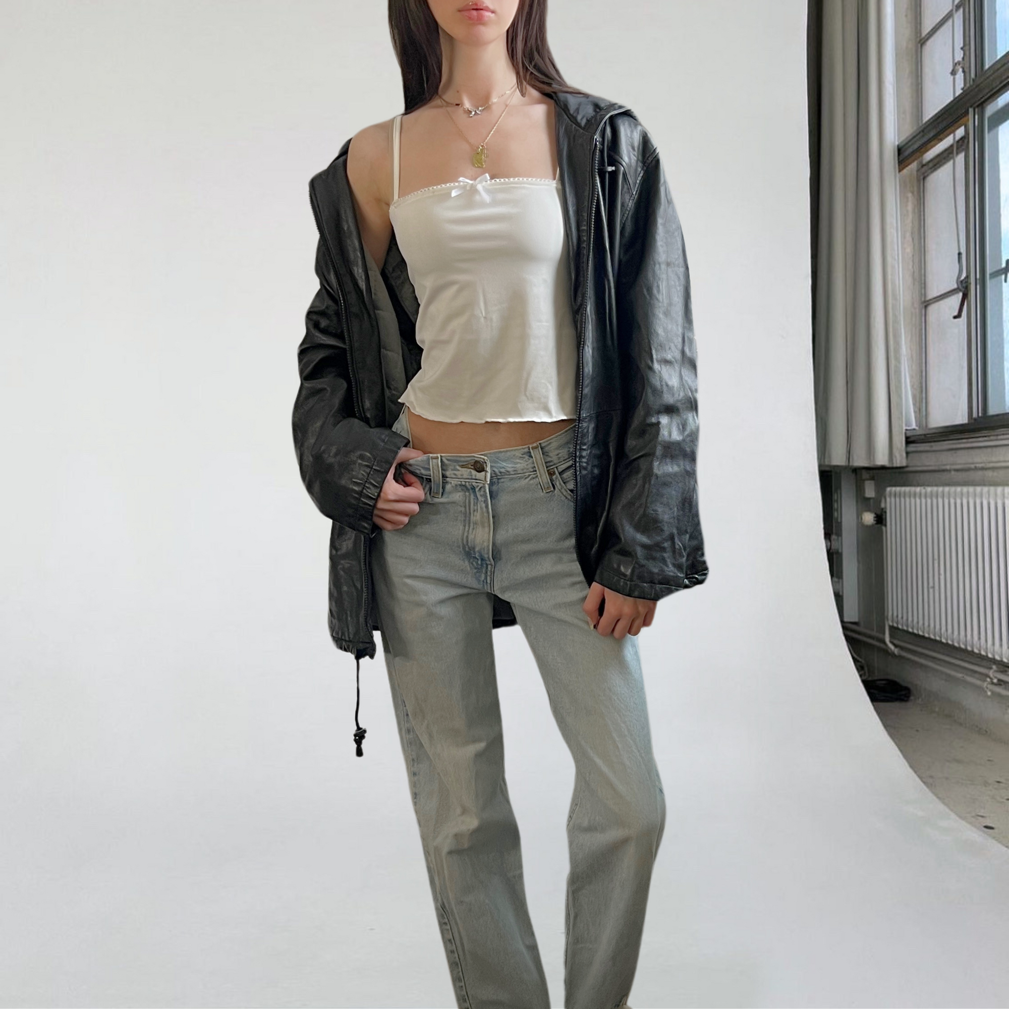 Hooded Leather Jacket