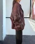 Danier Burgundy Leather Bomber