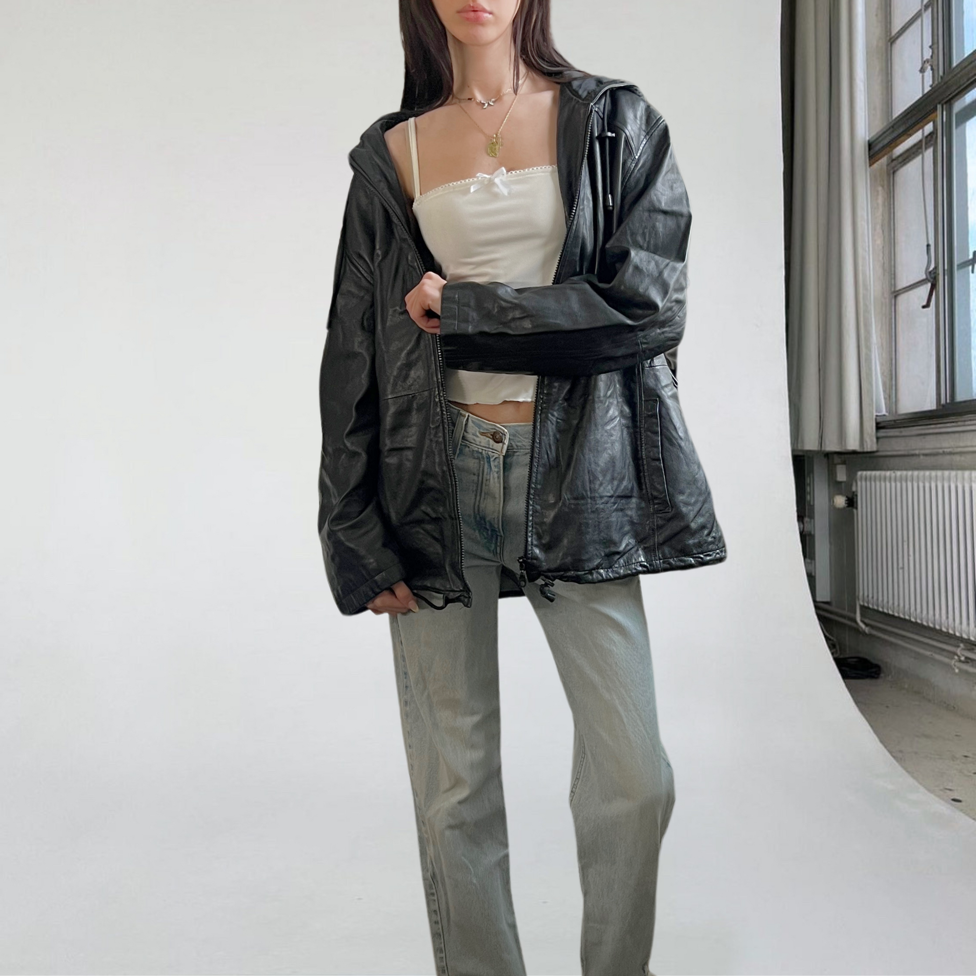 Hooded Leather Jacket
