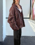 Danier Burgundy Leather Bomber