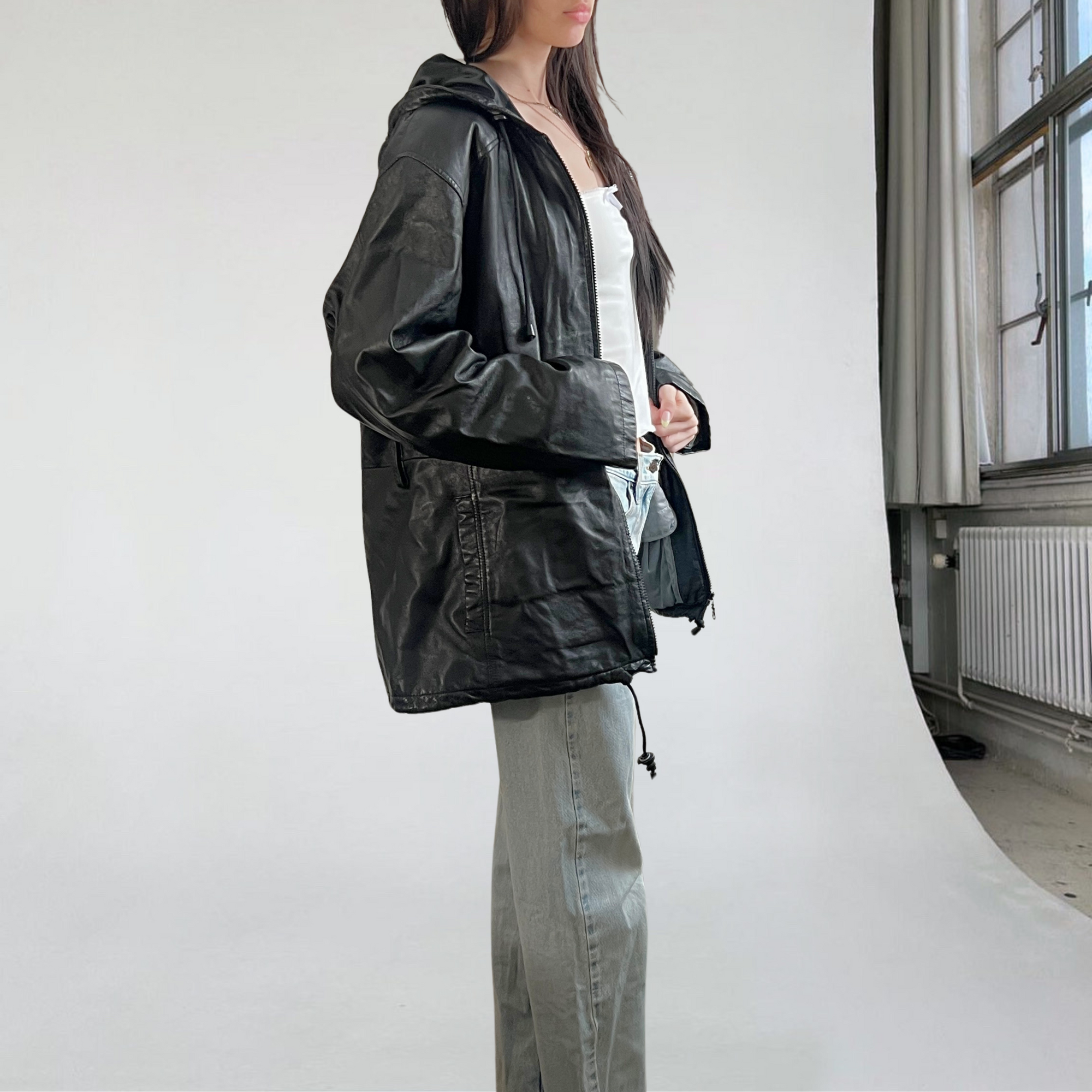 Hooded Leather Jacket