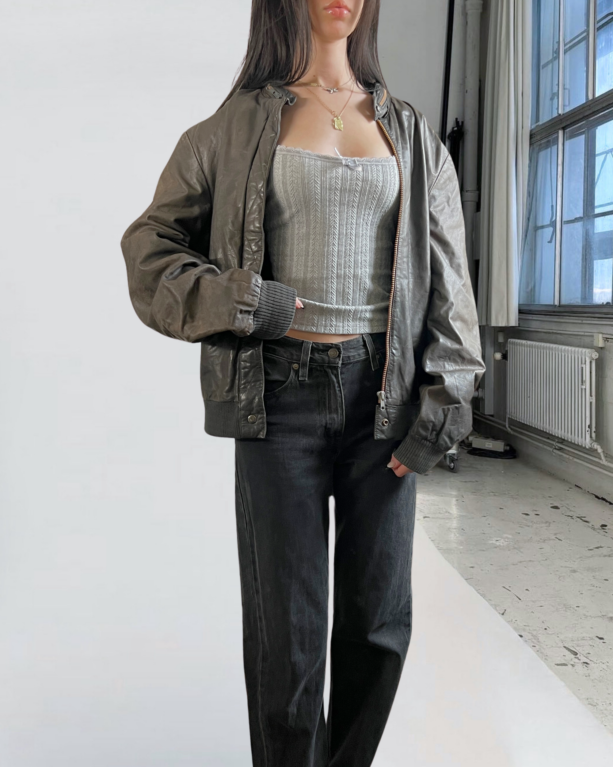 Suki Leather Bomber