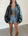 Amanti Leather Bomber