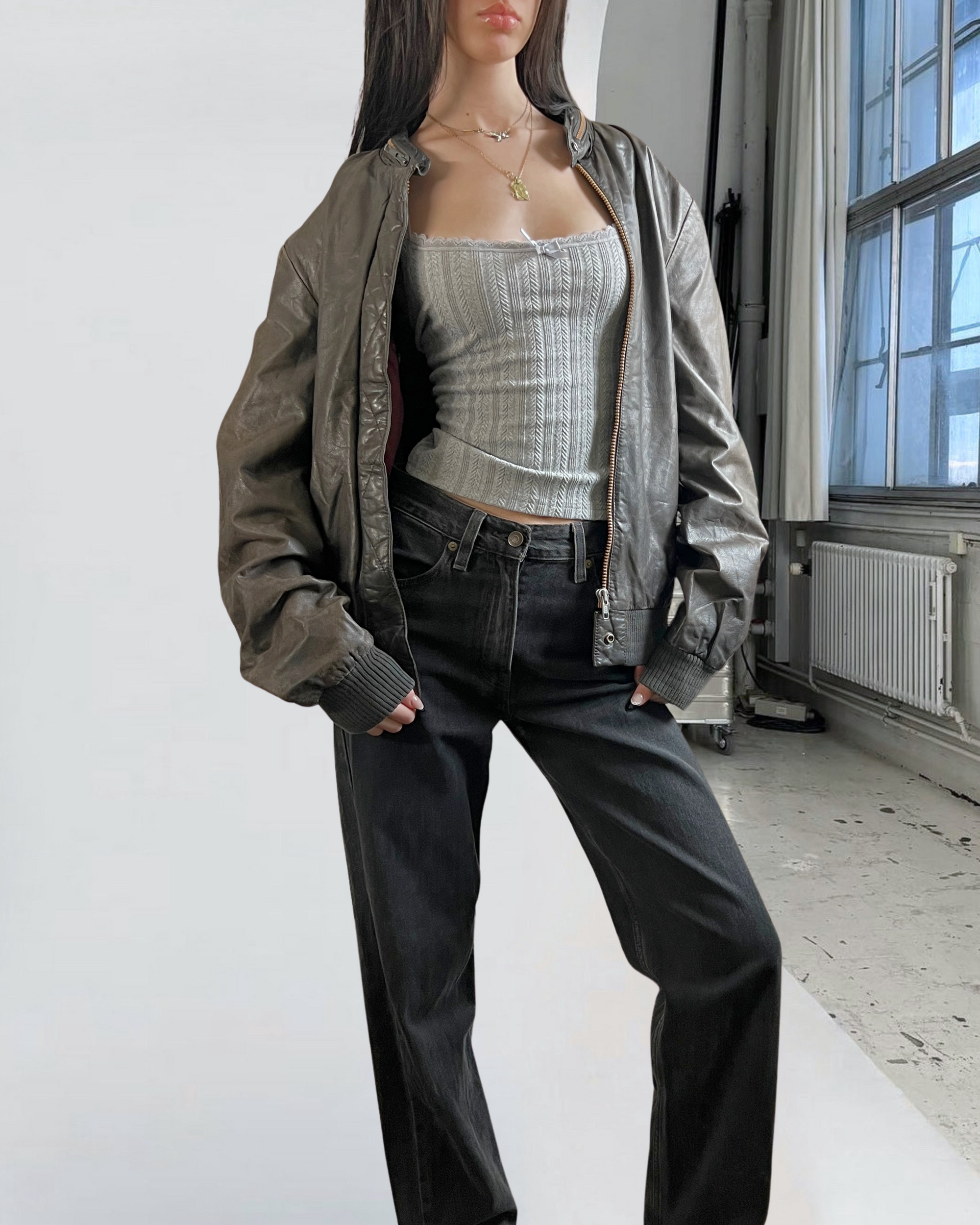 Suki Leather Bomber