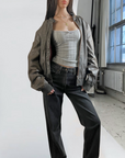Suki Leather Bomber