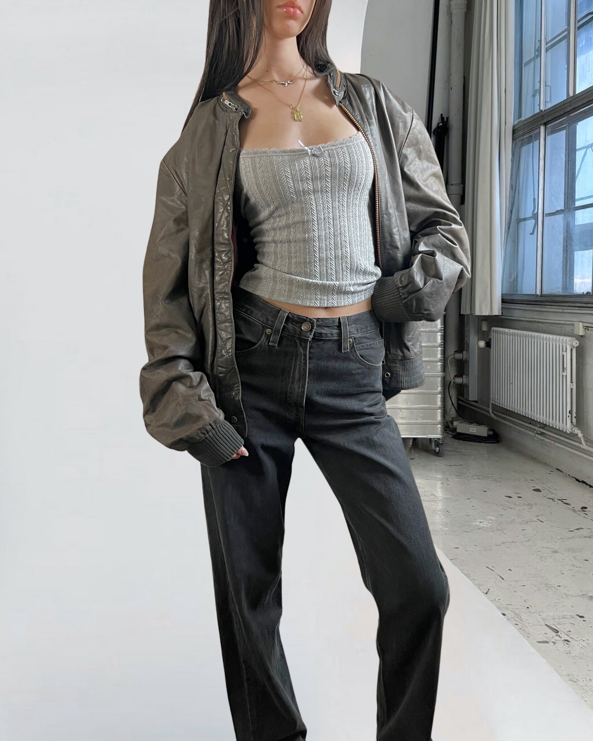 Suki Leather Bomber