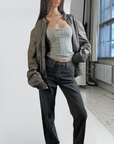 Suki Leather Bomber