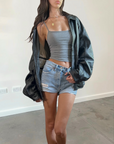 Amanti Leather Bomber