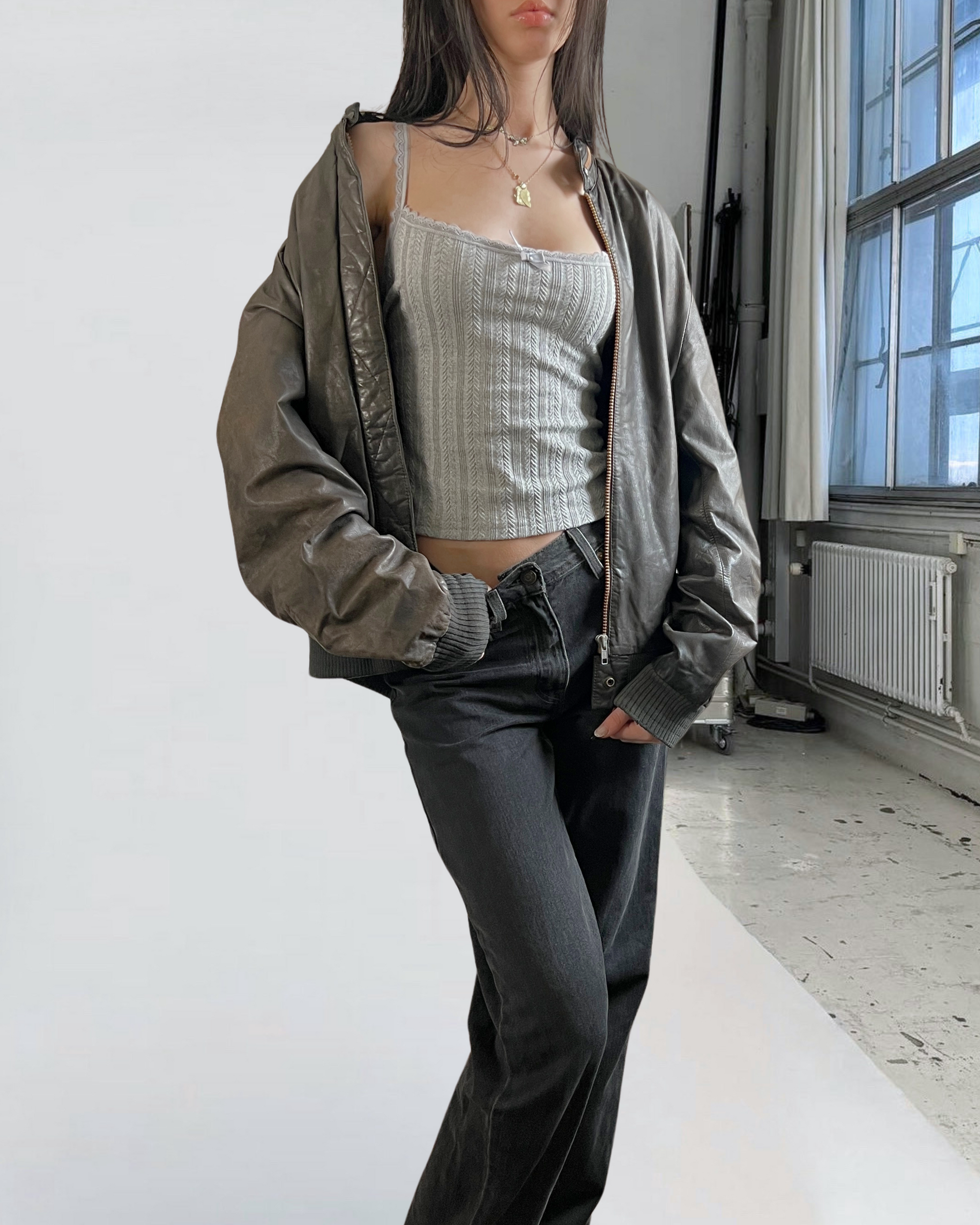 Suki Leather Bomber