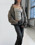 Suki Leather Bomber