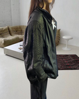 Cheetah Leather Bomber