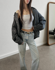 Darly Leather Bomber