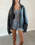 Collet Leather Bomber