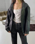 Cheetah Leather Bomber