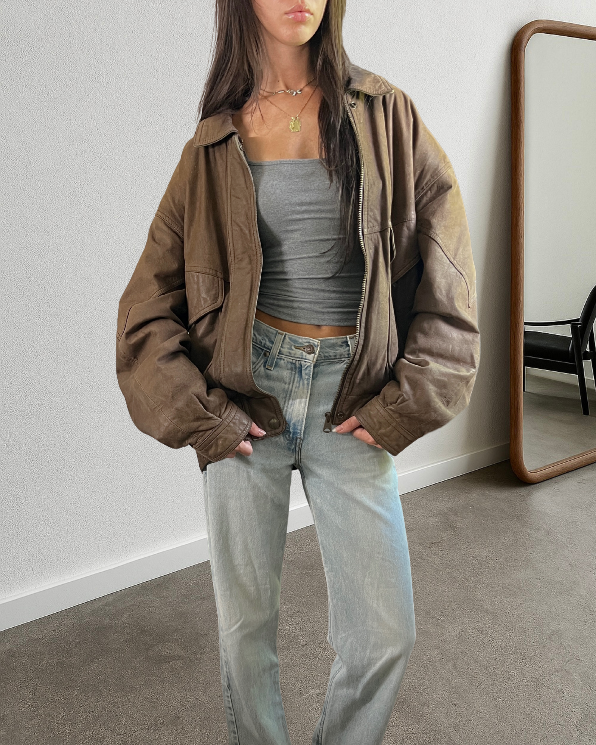 Candi Leather Bomber