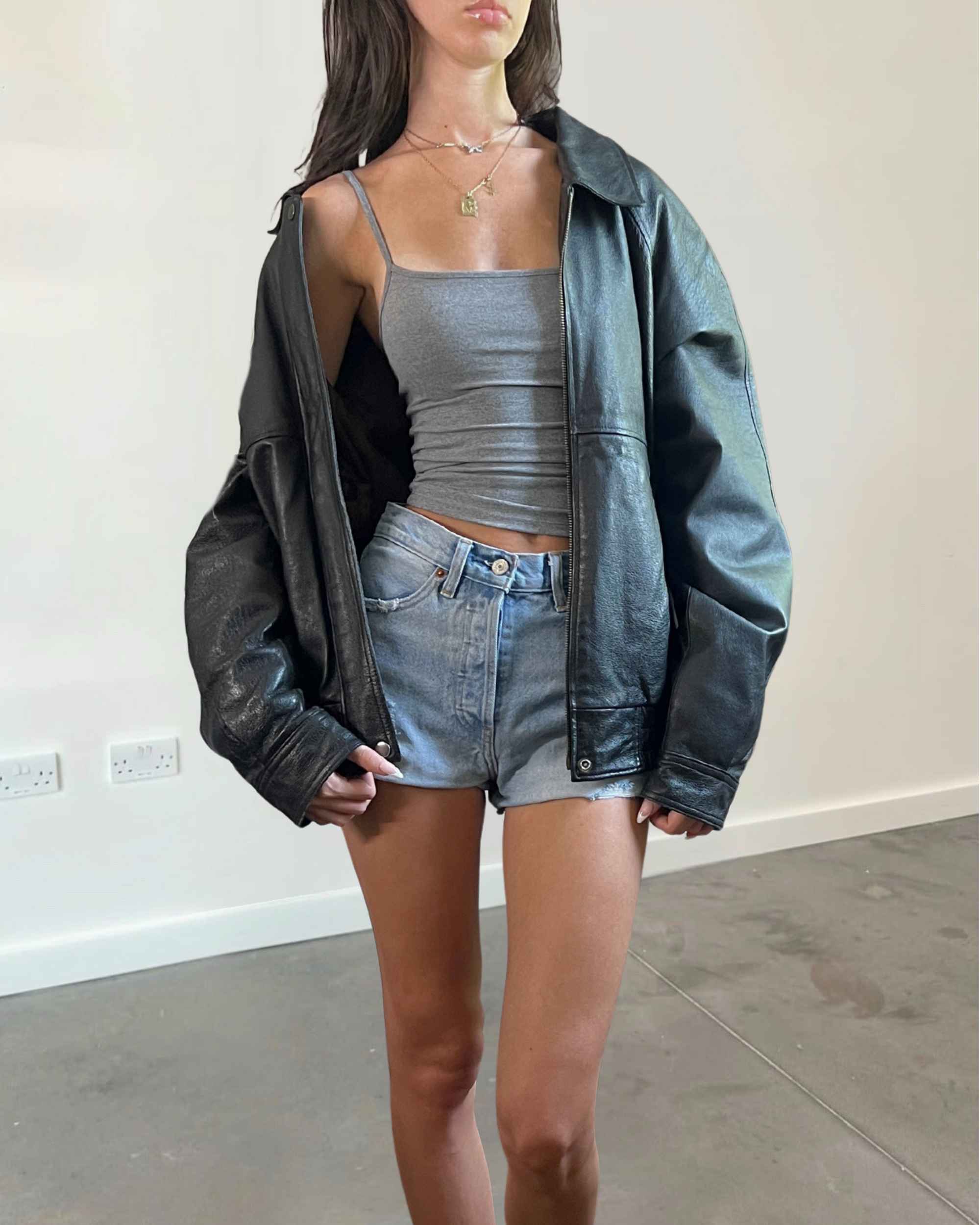Collet Leather Bomber