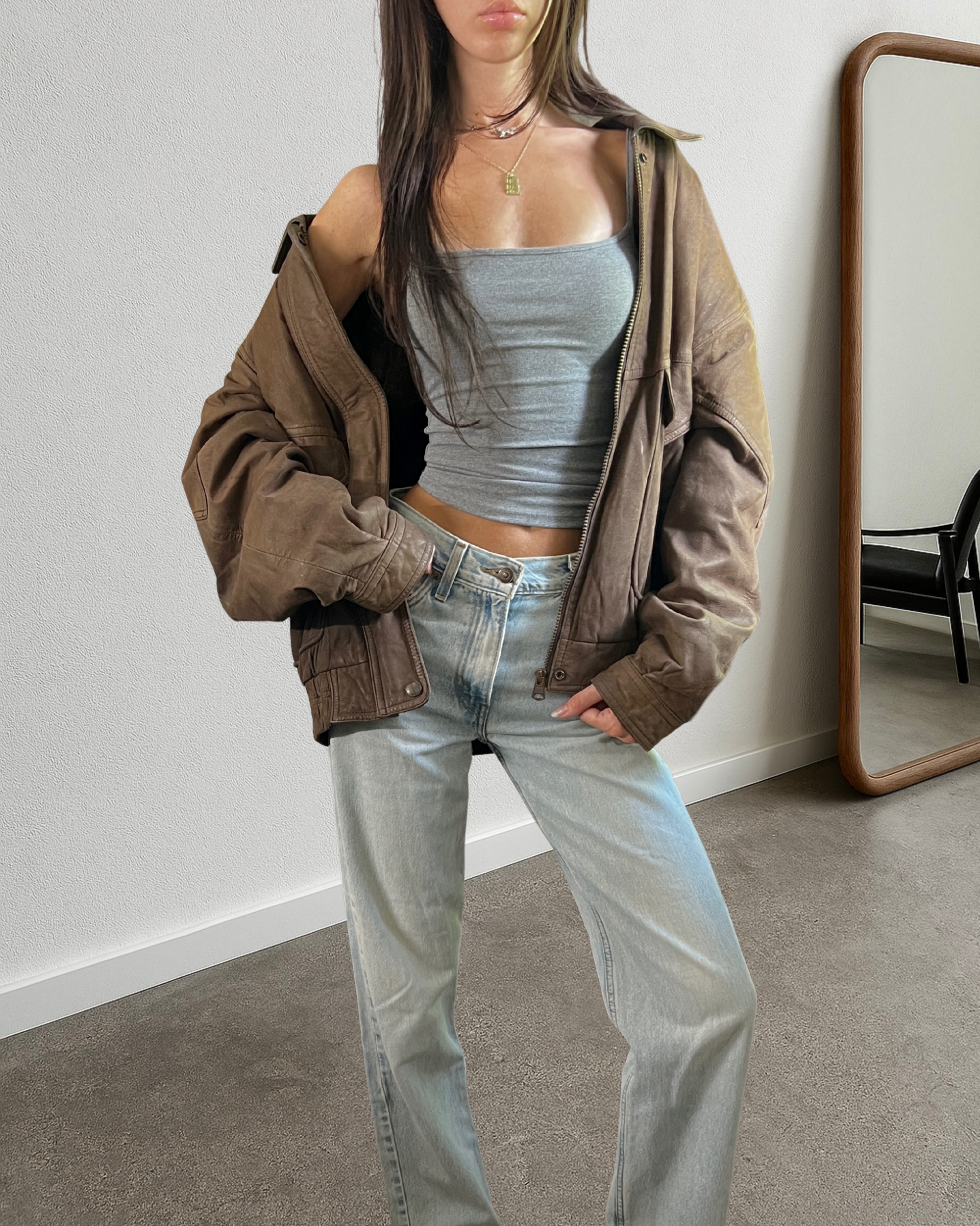 Candi Leather Bomber