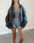 Collet Leather Bomber