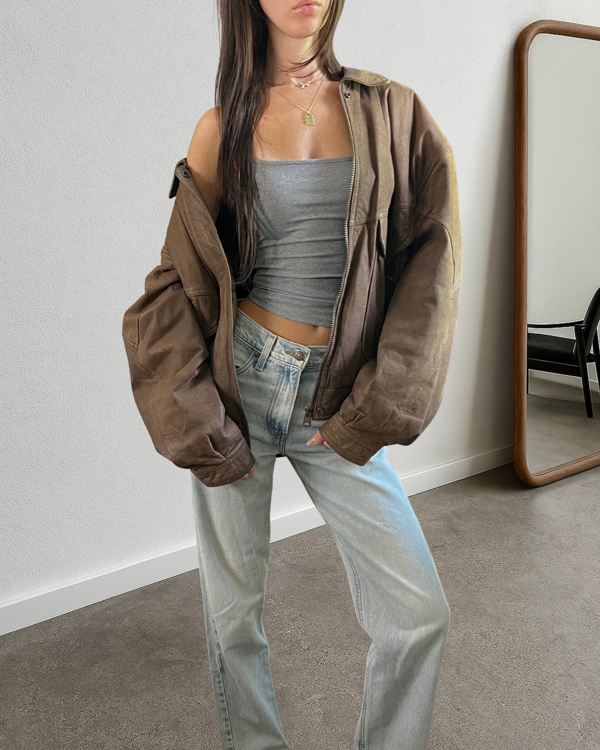 Candi Leather Bomber