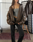 Darla Leather Bomber