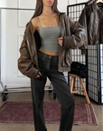 Darla Leather Bomber