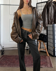 Darla Leather Bomber