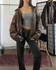 Darla Leather Bomber