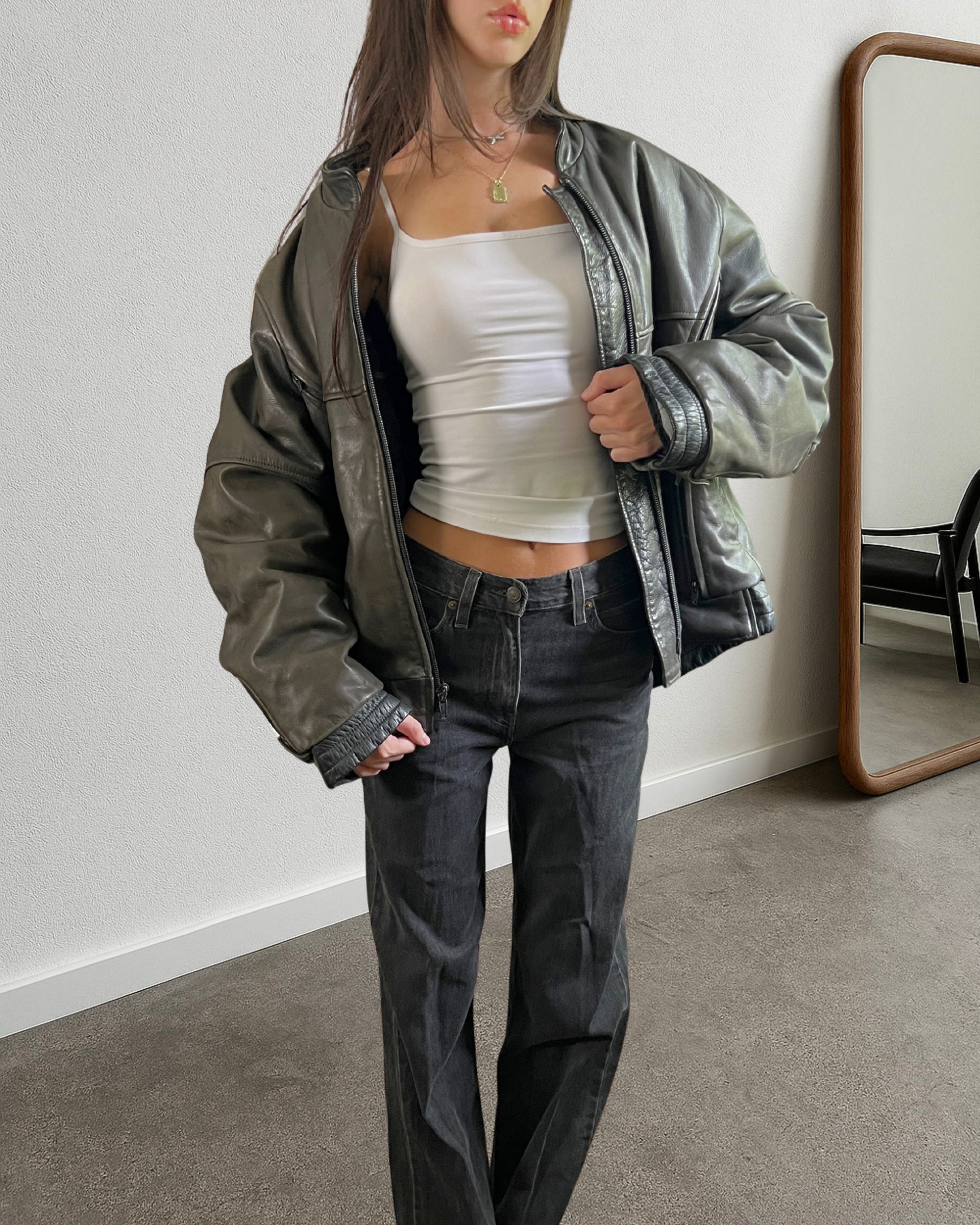 Jamie Leather Bomber