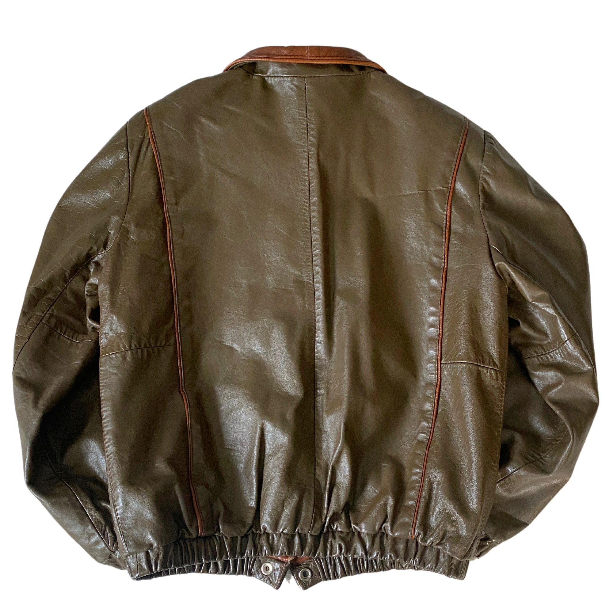 Taupe Leather Bomber