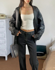 Ocean West Leather Bomber