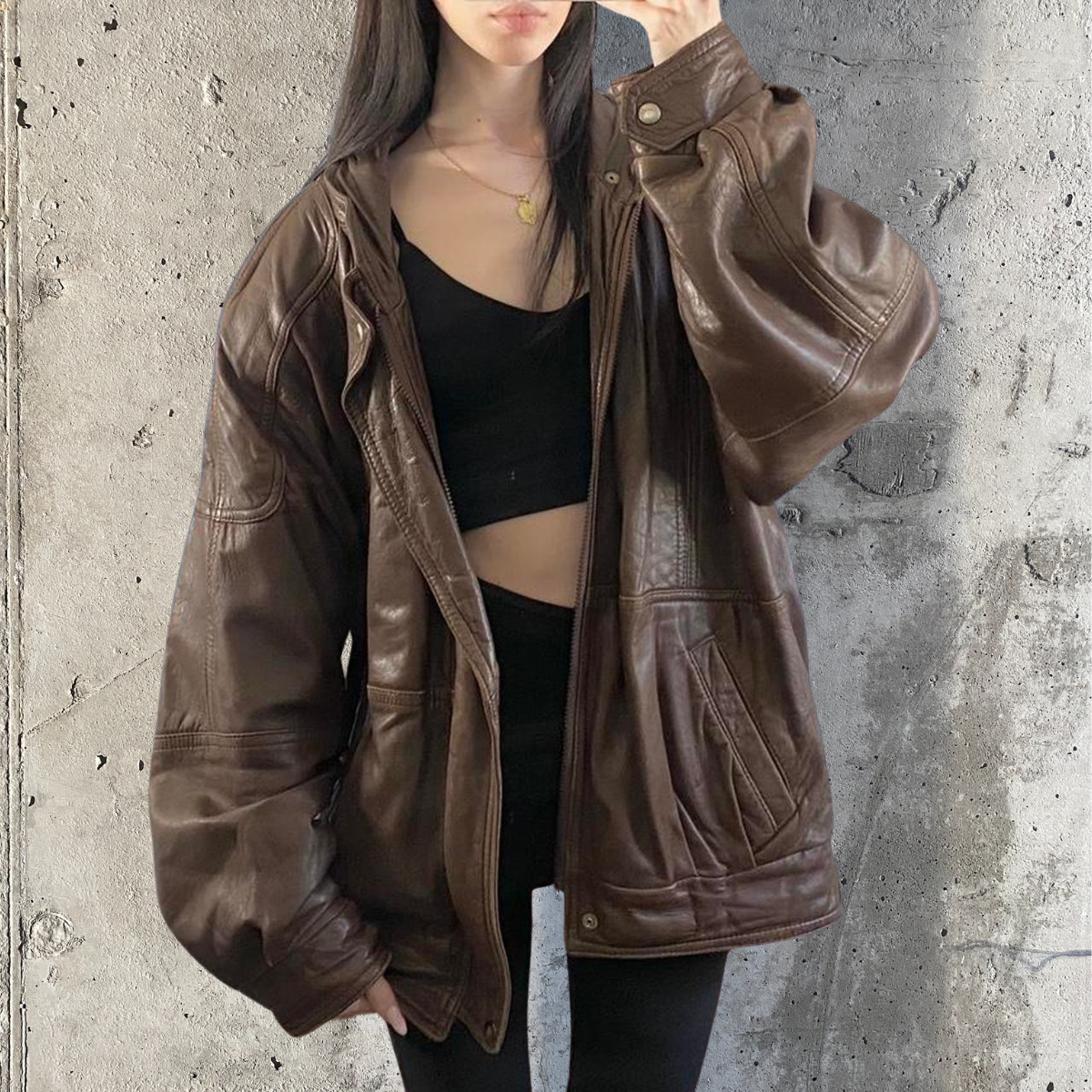 Espresso Leather Bomber