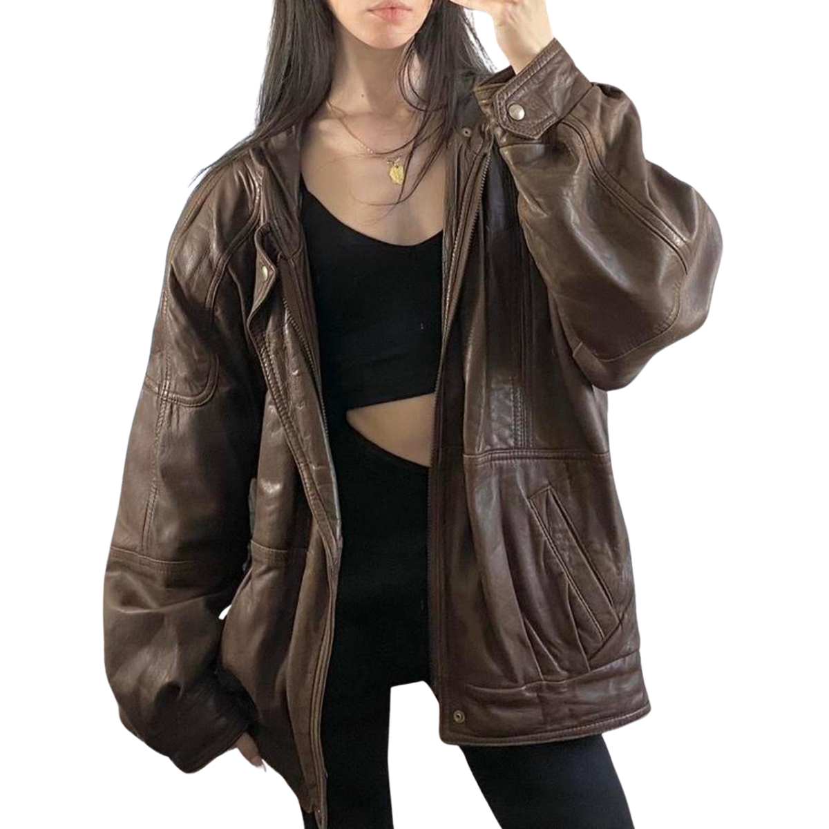 Espresso Leather Bomber