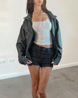 Jessie Leather Bomber