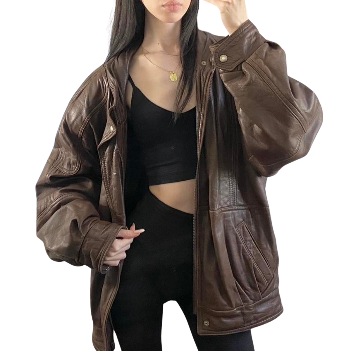 Espresso Leather Bomber