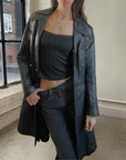 38" Belted Leather Trench