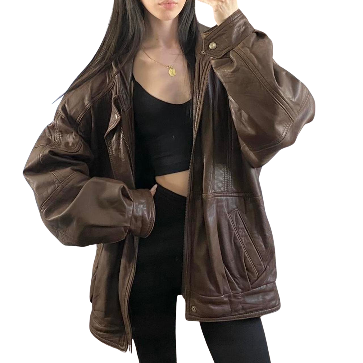 Espresso Leather Bomber