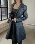 38" Belted Leather Trench