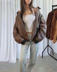 Routey Leather Bomber