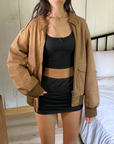 Russet Leather Bomber
