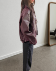 Sangria Leather Bomber