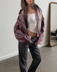 Sangria Leather Bomber