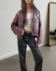 Sangria Leather Bomber