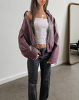 Sangria Leather Bomber