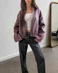 Sangria Leather Bomber
