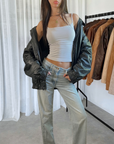 Funnel Leather Bomber